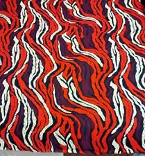 African Wax Print Fabric Red Ivory & Dark Purple 100% Cotton 52" L x 42" W