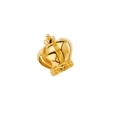 14K Yellow Gold Crown Slider Charm Pendant For Mix Match Bracelet Necklace Chain