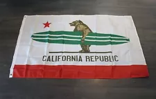 California Surfing Bear Banner Flag State of Republic Gift For Surfer Beach Bar