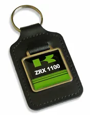 Keyfob for Kawasaki ZRX 1100 Key ZRX1100 Keyring Green & Black Leather Fob Parts