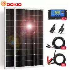 Dokio 100w 200w Rigid Monocrystalline Solar Panel Kit for Home/RV/Boat/Battery