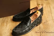 New Louis Vuitton Black Leather Damier Bit Loafers Men's UK 7 EU 41 US 8 *