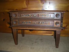 Antique 2 Drawer Wooden Sewing Spool Cabinet / Vintage General Store Display