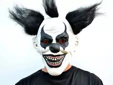 Scary Halloween Clown Mask with Hair Costume Party Black & White Clown