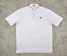 Peter Millar Summer Comfort Polo Pine Needles Logo White Striped Men's Size XL