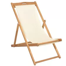 vidaXL Deck Chair Teak 22.1"x41.3"x37.8" Cream