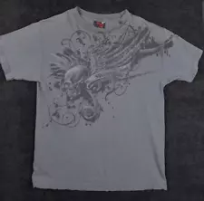 Miami Ink Shirt Mens Medium 38" Gray Winged Skull Splatter Y2K 2007 TV Show Tee