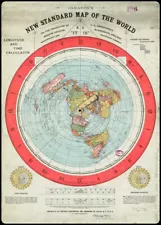 Gleason's New Standard Map of the World [Flat Earth] circa 1892 : 24x36 CANVAS