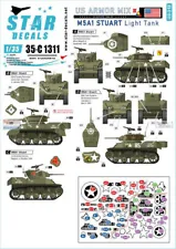 SRD35C1311 1:35 Star Decals - US Armored Mix #4: M5A1 Stuart