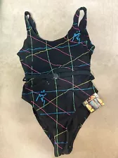 vintage 1980s 1990s retro laser print one piece swimsuit NWT