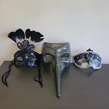 Masquerade Ball Masks-2 Women & 1 Man-Excellent Condition-Perfect For Halloween