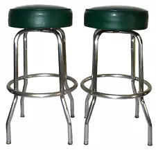 Vintage Rustic Chrome & Vinyl Swiveling Bar Stools