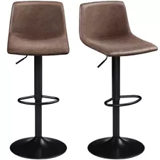 2pcs Vintage Swivel Bar Stools for Kitchen Counter Height Bar Chairs Brown