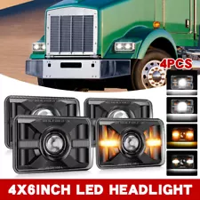 Brightest 4x6" Led Headlights DRL 2HI+2LO H4 Z BEAM for Kenworth T600A T800 W900 (For: 1995 Kenworth)