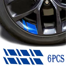 6Pcs Reflective Blue Car Wheel Rim Vinyl Decal Sticker Accessories For 16"~21" (For: 2015 Dodge Journey)