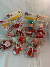 Vintage Christmas Felt Flocked Ornaments, MIP