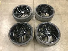 ⭐BLAQUE DIAMOND BD-1 22" INCH WHEEL RIM TIRE SET OF 4 FRONT AND REAR LOT2218