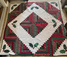 Handmade christmas quilt, reversible, 59 inches