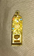 VINTAGE GOLD TONE JEWELED RAPE? WHISTLE PENDANT 60s ? HEAVY ESTATE