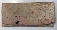 Asian Wildlife Checkbook Cover Worn Stained RecycledFashionShop.com