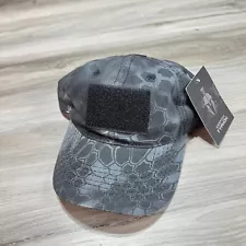 Kryptek Typhon Strap Back Hat Cap Black Camouflage Camo Patch NWT