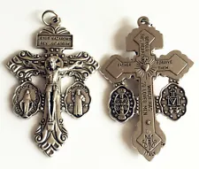 Large 2.2" ITALY Pius X Indulgenced Pardon Crucifix Cross Rosary Parts Catholic
