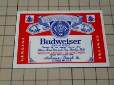 Genuine Budweiser Sticker 81 x 55mm Budweiser #7758bb