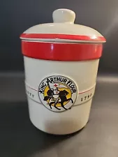 King Arthur Flour Canister/Sourdough Starter With Lid. Red An White 1 Quart