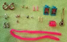 VTG 80s 90s Barbie Doll Earrings rings necklace scarf gold pink silver jewelry