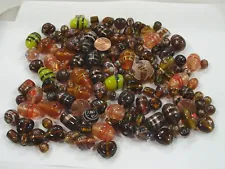 2 Pounds Assorted Brown Multicolor Glass Beads Wholesale Bulk Lot Sale (DNN-4)⭐