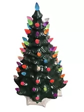 Cracker Barrel Ceramic Christmas Tree 15” Green Multicolor Lights with Box￼