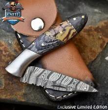 CSFIF Custom Twist Damascus Folding Knife Mixed Material Back Lock Fishing