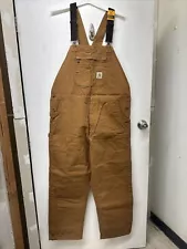 NWT Carhartt OR4031-M / XL BROWN Loose Fit Washed Duck Insulated Bib Overall