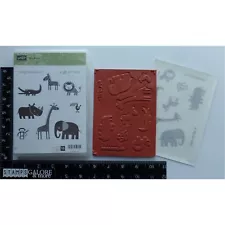 Stampin' Up! RUBBER STAMPS CLING ZOO BABIES LION ELEPHANT A GIFT FOR BABY #1107