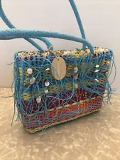 Wicker With Shells Beach Purse Home Town Hand Crafts New W/tags￼