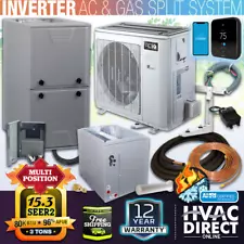 3 Ton 15.3 SEER2 Inverter Air Conditioner & 80K BTU 96% AFUE Gas Furnace System