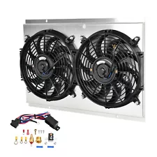 For 82-02 Chevy S10 Blazer Corvette Radiator Aluminum Shroud 12'' Fan+Thermostat (For: 1987 S10 Blazer)