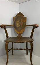 Antique Hubbard & Eldredge Co. Victorian Style Arm Chair Carved Wooden Brown