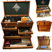 Hardwood Tool Chest Hobby Collection Organizer Storage Case 8 Drawer Lock Key