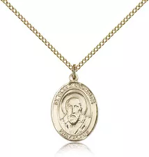 Saint Francis De Sales Medal For Women - Gold Filled Necklace On 18 Chain - ...