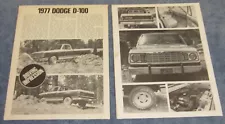 1977 Dodge D-100 Pickup Vintage Info Article "Driving Impression"