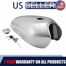 Motorcycle Cafe Vintage Fuel Gas Tank With Tap Fit For Honda CG125 AA001 Silver