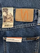 Nudie Jeans Co. Lofty Lo In Wavy Blue, Sz 30x32 100% Organic/Recycled Cotton NWT