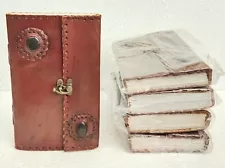 Leather Journal lot-15 Two Stone Centre C Clasp Lock Side Stitched Leather diary