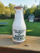 GG Rare Patriotic milk bottle Badger Paper Mills Peshtigo Wisconsin Uncle Sam