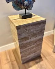 Travertine Cube Table, plinth side Table, Flower Table, Square Table With stand