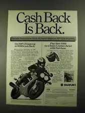 1987 Suzuki GSX-R1100 Motorcycle Ad - Cash Back is Back