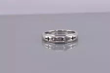 Zales Sterling Silver Diamond Accented Carve Crosses Wedding Band Ring 925 Sz: 7