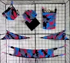 Pink Blue Camo *Sugar Glider Cage set * Rat * double layer Fleece