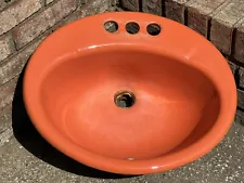 vintage Kohler 1970’s Cast Iron Sink Burnt Orange